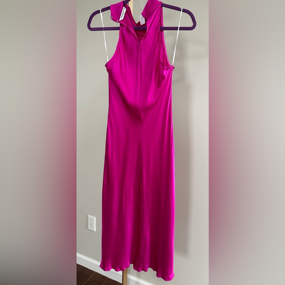 NWOT Amanda Uprichard Stanford Midi Dress in Dark Hot Pink - Picture 3 of 3